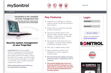 My Sonitrol Website Screenshot